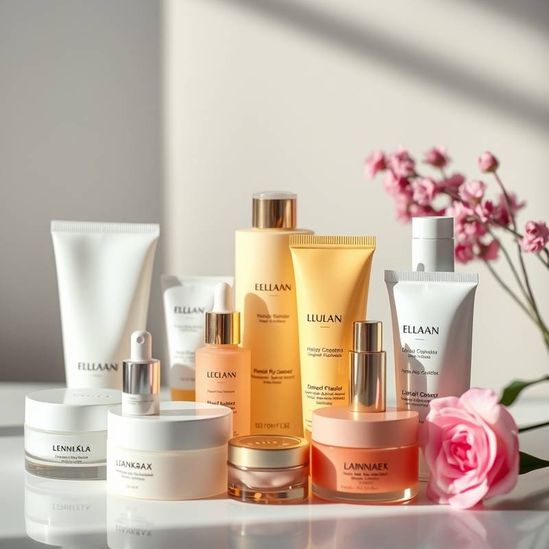 Photographie de produits : Assortiment de produits de beauté avec une composition soignée.