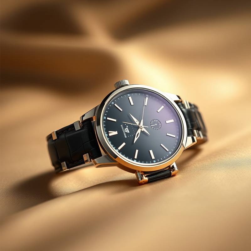 Photographie de produits : Montre de luxe mise en valeur sur un fond élégant.