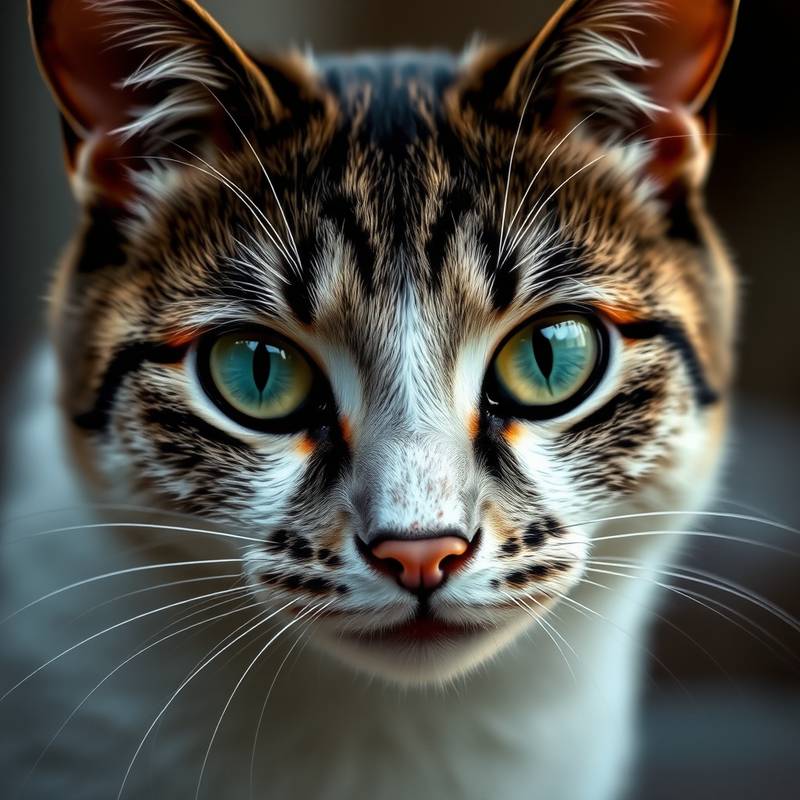 Portrait d'un chat avec des yeux verts perçants.